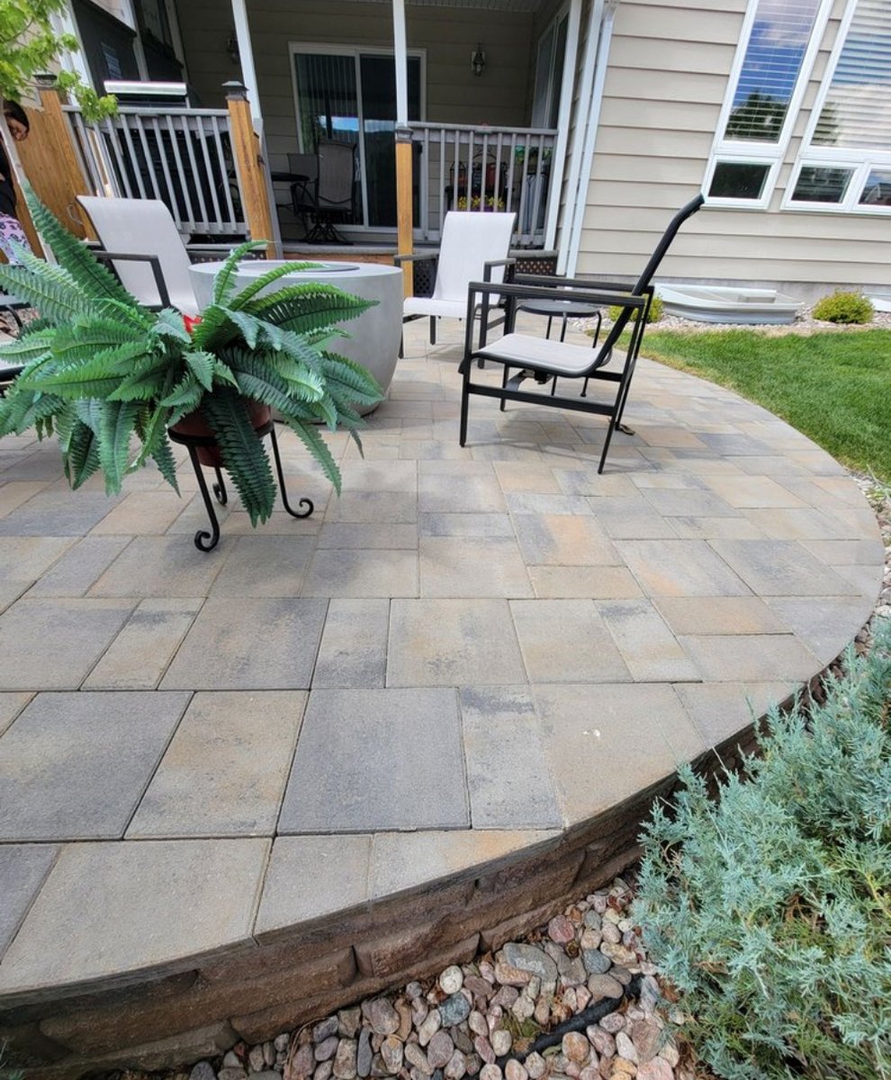 Custom paver patio with seating area, Cheyenne Wyoming